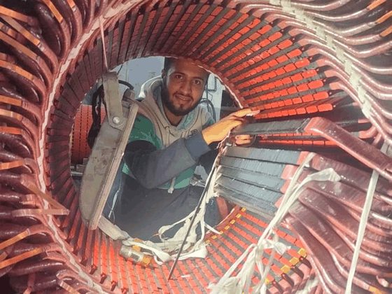 Inserting & Shaping Electrolytic Copper Coils Inside Stator Core
