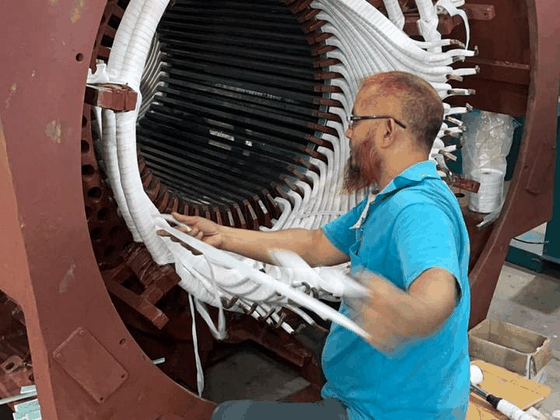 Heavy-Duty AC Industrial Motor Stator Rewinding in Progress